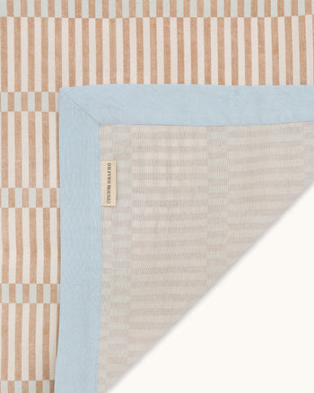 Tav Tablecloth - Blue & Tan Geo Print