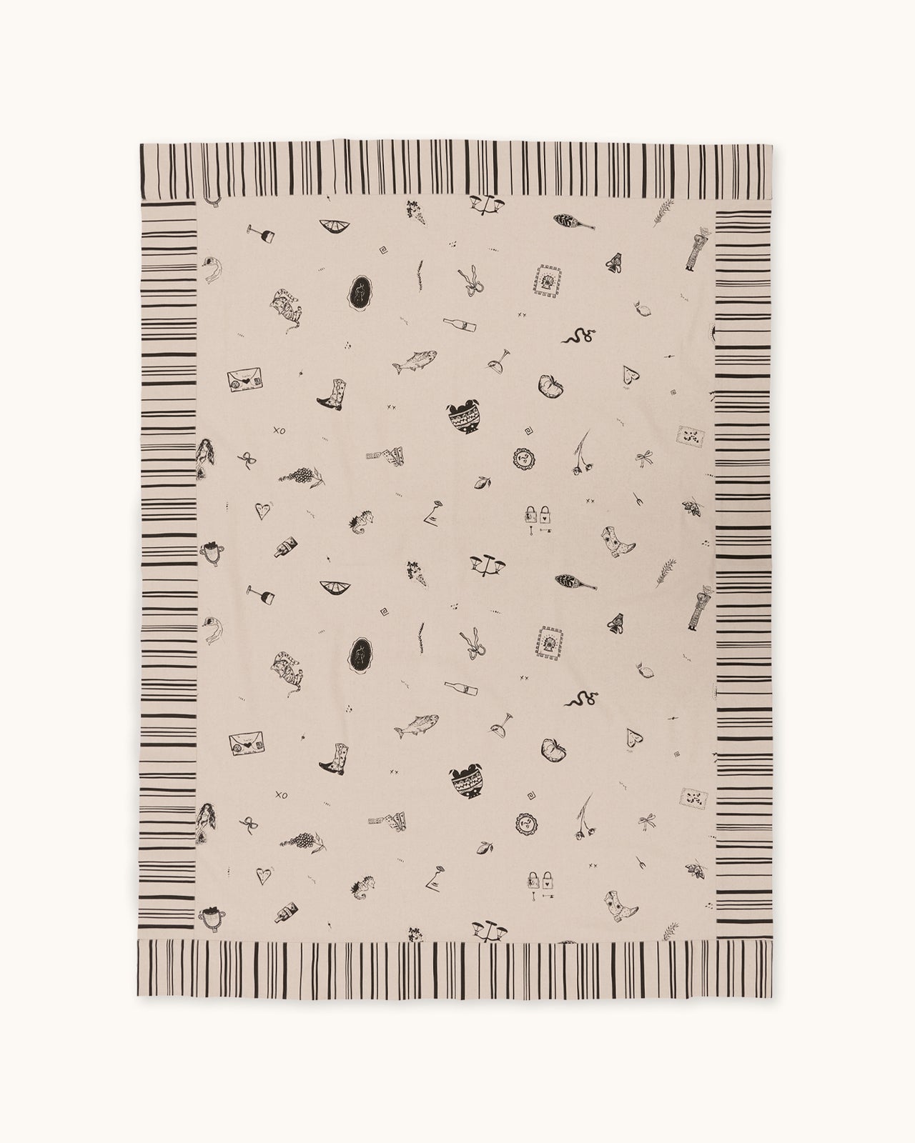 O.H + B.G Studio Linen Tablecloth — Black & Beige