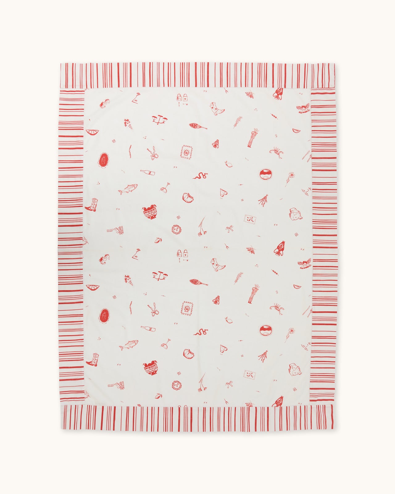 OH + B.G Studio Linen Tablecloth — Red & White