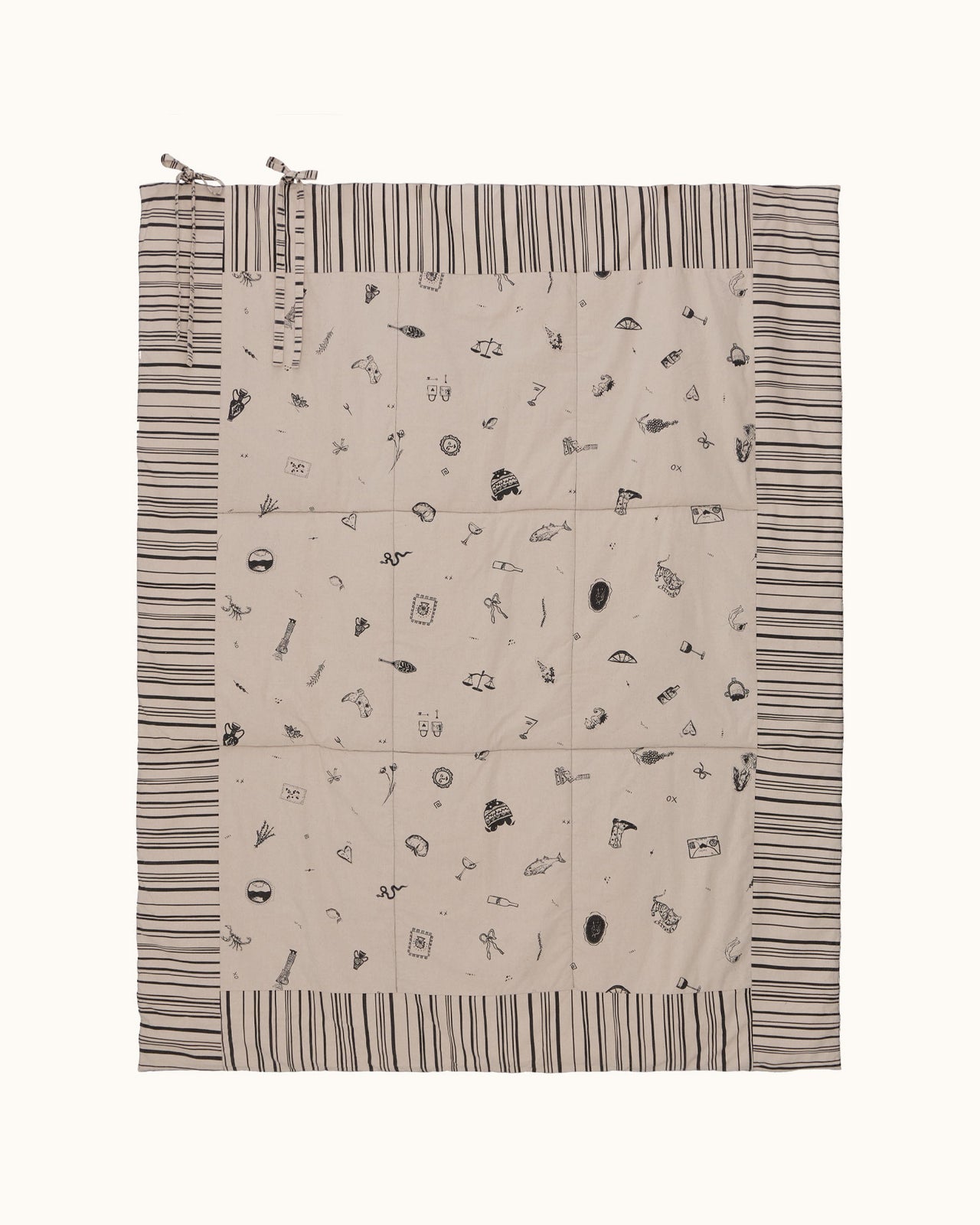 O.H + B.G Studio Picnic Blanket — Black & Beige