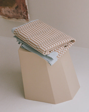 Tav Tablecloth - Blue & Tan Geo Print