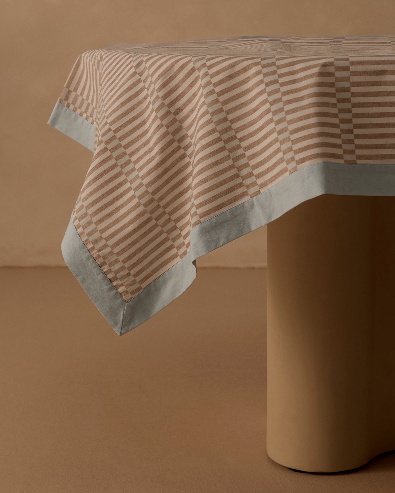 Tav Tablecloth - Blue & Tan Geo Print