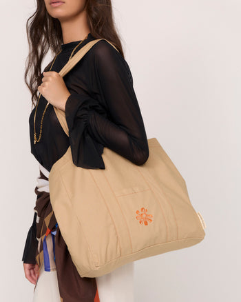 Cosmos Tote — Tan & Orange